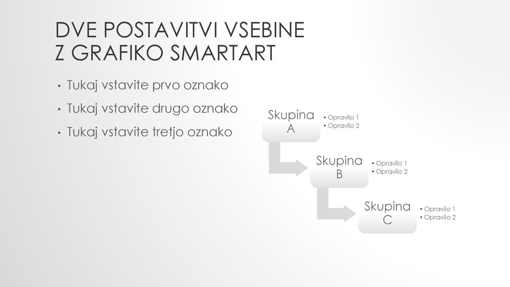 Dve postavitvi vsebine z grafiko SmartArt