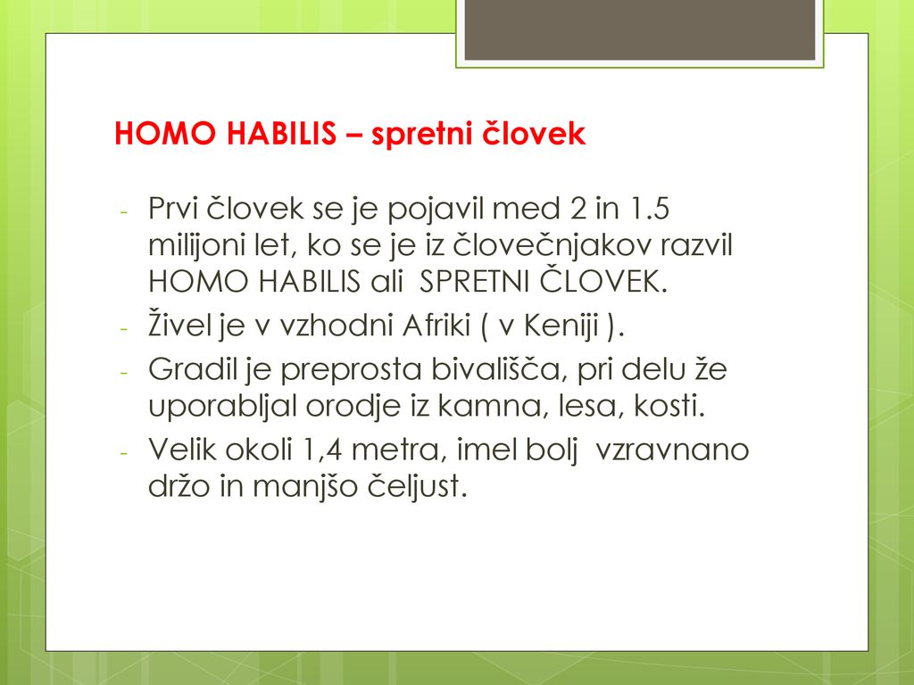 HOMO HABILIS – spretni človek