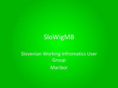 Slovenian Working Infromatics User Group Maribor