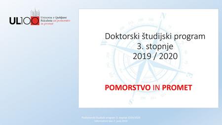 Doktorski študijski program 3. stopnje 2019 / 2020