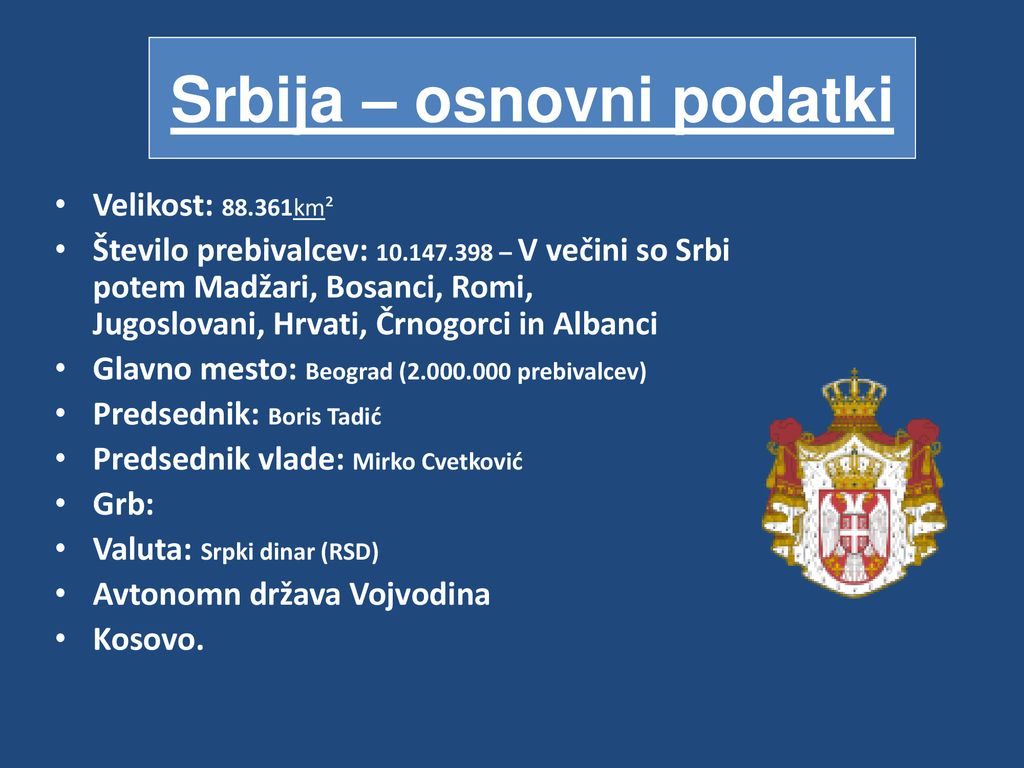Srbija – osnovni podatki