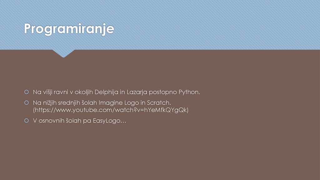 Programiranje Na višji ravni v okoljih Delphija in Lazarja postopno Python.