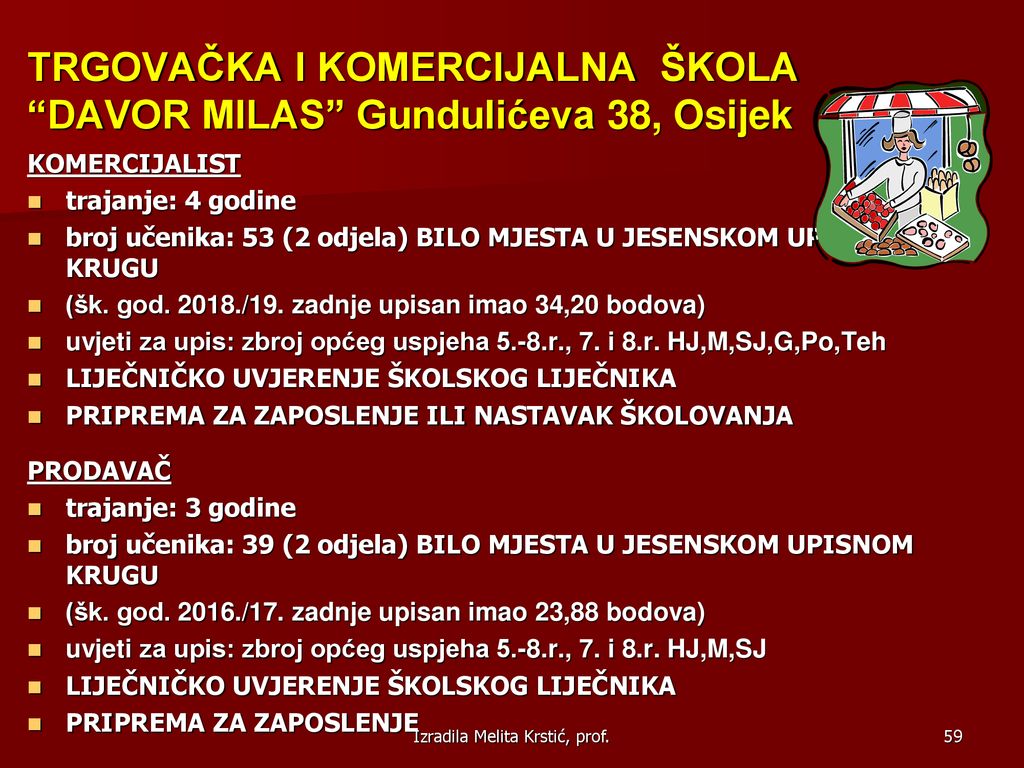 TRGOVAČKA I KOMERCIJALNA ŠKOLA DAVOR MILAS Gundulićeva 38, Osijek