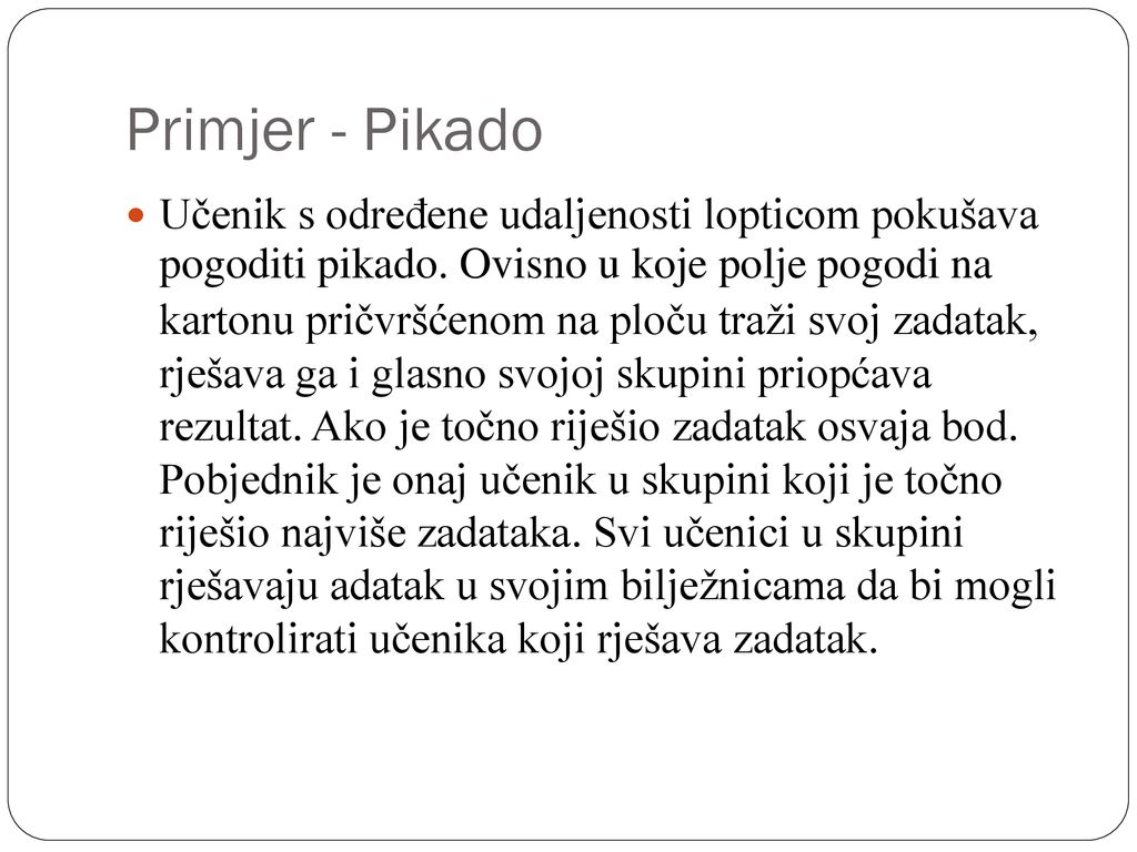 Primjer - Pikado