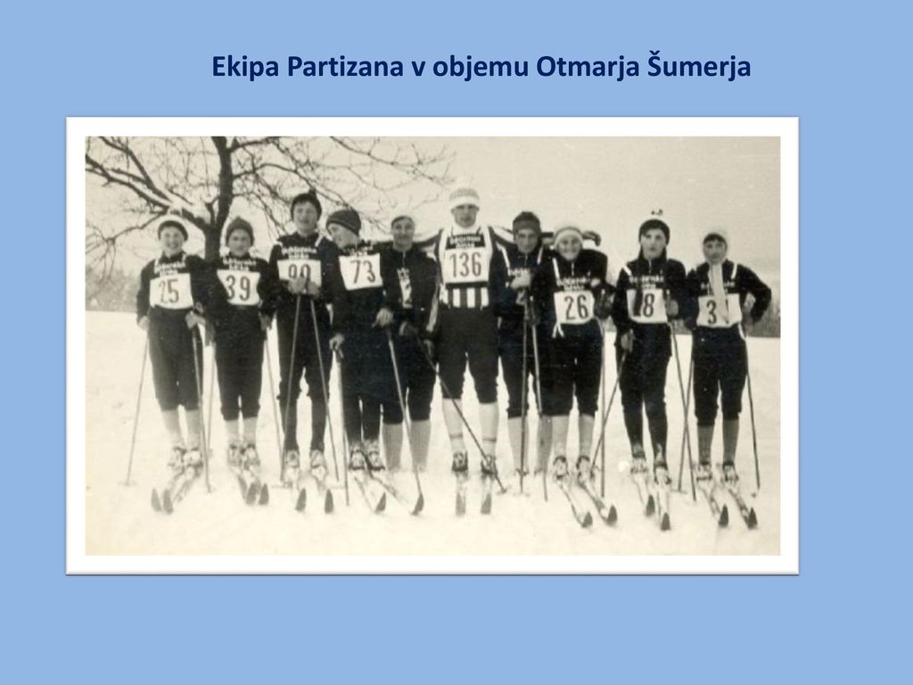 Ekipa Partizana v objemu Otmarja Šumerja