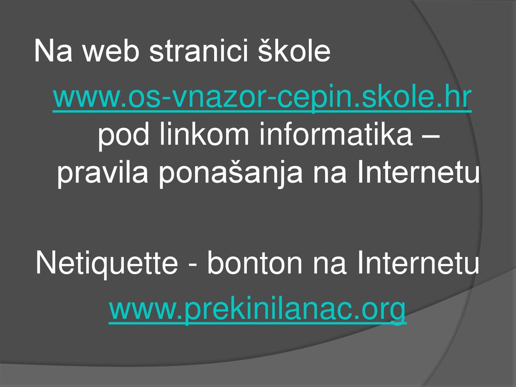 Na web stranici škole www. os-vnazor-cepin. skole