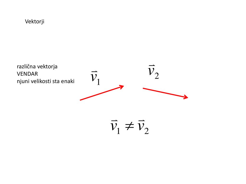 Vektorji različna vektorja VENDAR njuni velikosti sta enaki