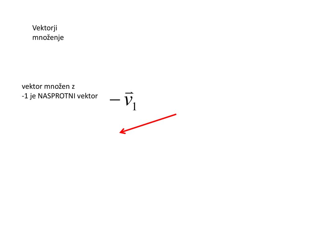 Vektorji množenje vektor množen z -1 je NASPROTNI vektor