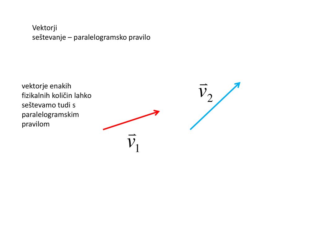 Vektorji seštevanje – paralelogramsko pravilo.