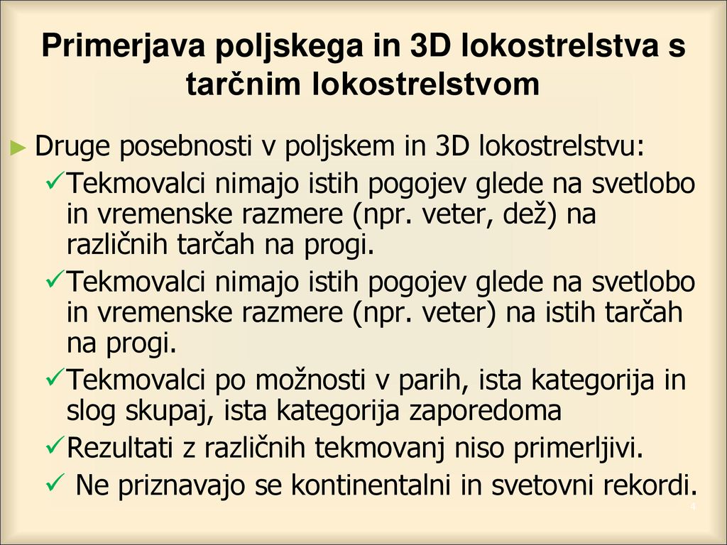 Primerjava poljskega in 3D lokostrelstva s tarčnim lokostrelstvom