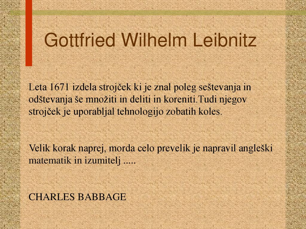 Gottfried Wilhelm Leibnitz