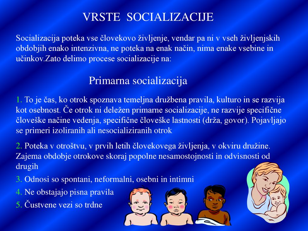 VRSTE SOCIALIZACIJE Primarna socializacija