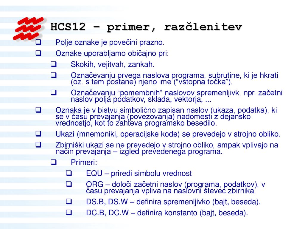 HCS12 – primer, razčlenitev