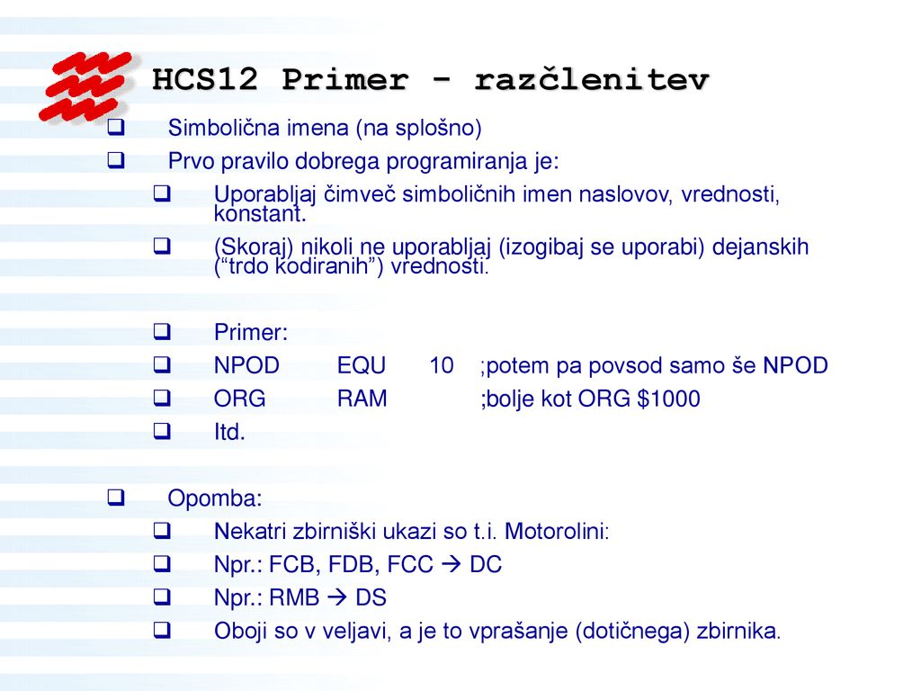 HCS12 Primer - razčlenitev