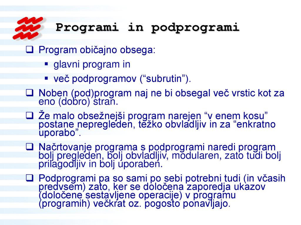 Programi in podprogrami