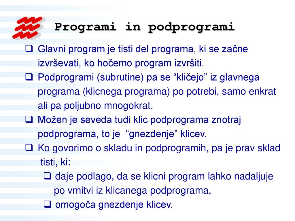 Programi in podprogrami