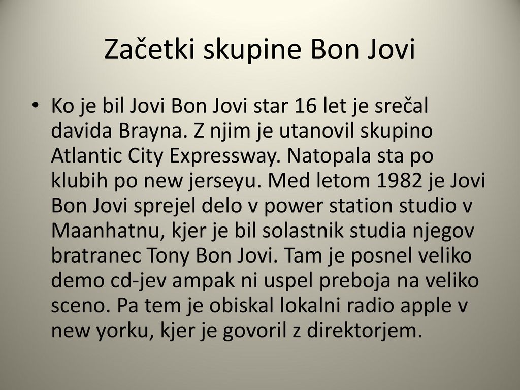 Začetki skupine Bon Jovi