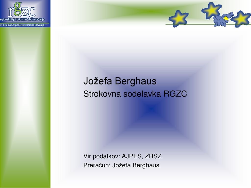 Jožefa Berghaus Strokovna sodelavka RGZC Vir podatkov: AJPES, ZRSZ