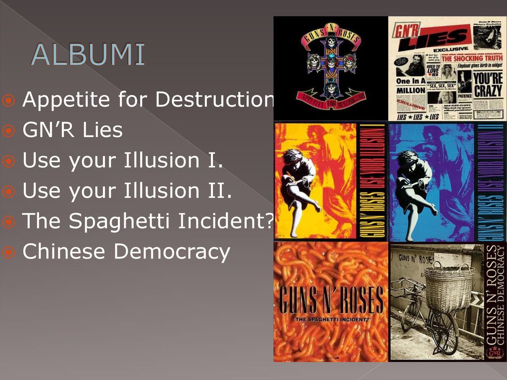 ALBUMI Appetite for Destruction GN’R Lies Use your Illusion I.