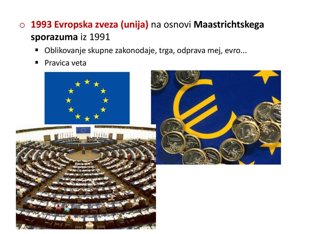 1993 Evropska zveza (unija) na osnovi Maastrichtskega sporazuma iz 1991
