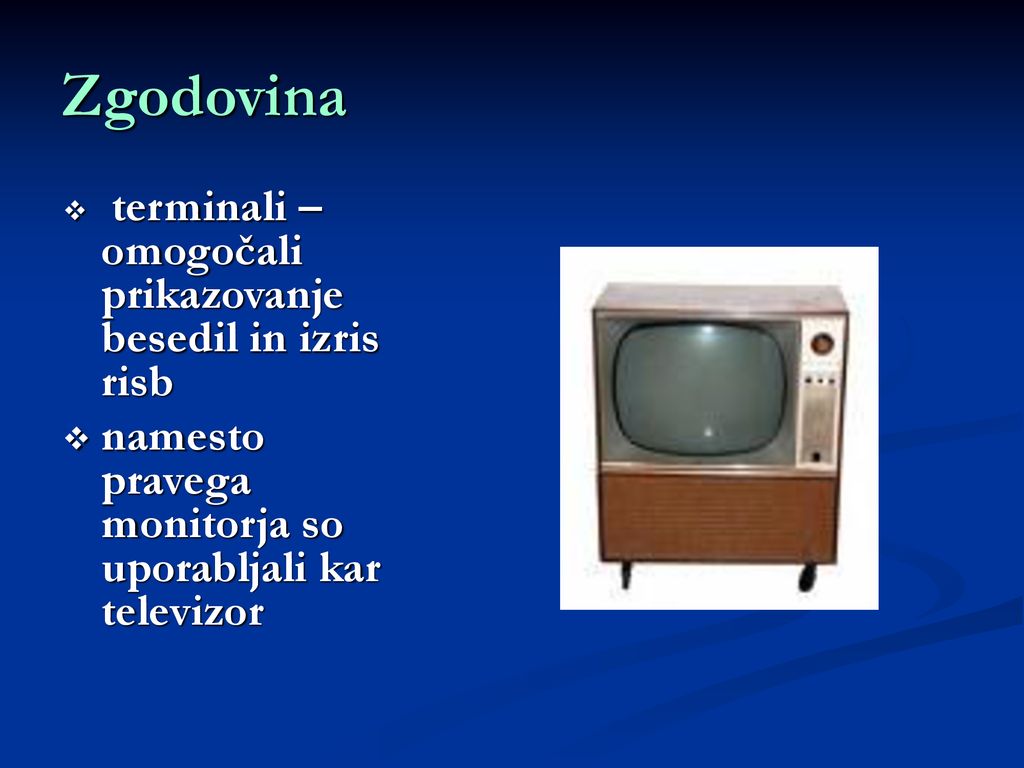 Zgodovina namesto pravega monitorja so uporabljali kar televizor