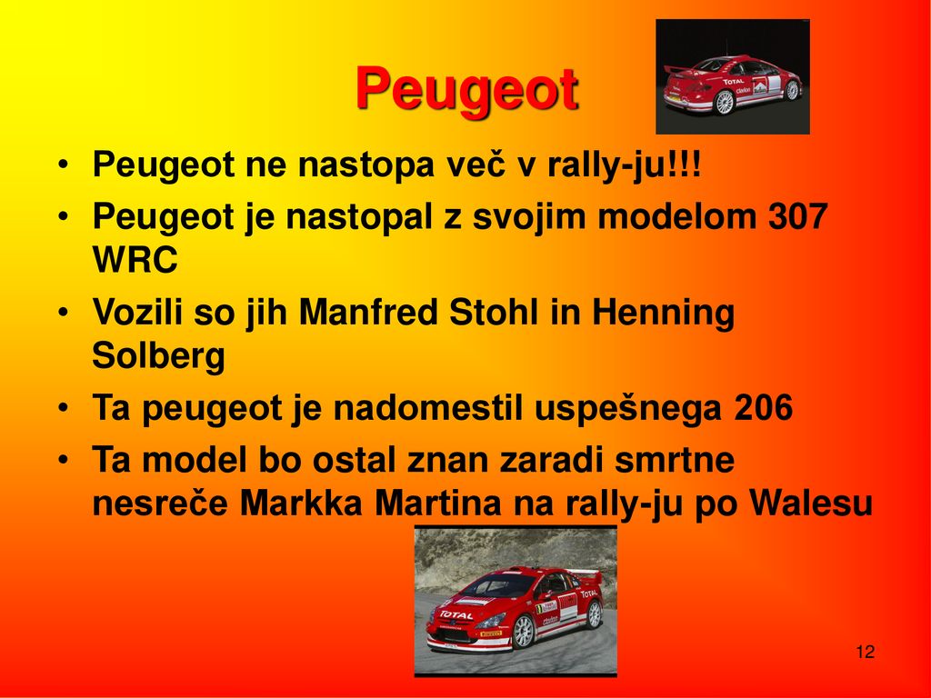 Peugeot Peugeot ne nastopa več v rally-ju!!!