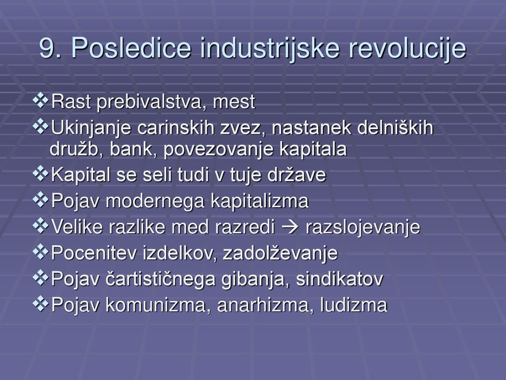 9. Posledice industrijske revolucije