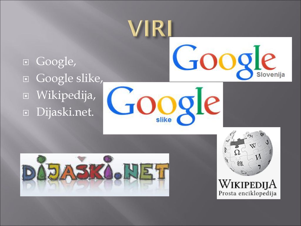 VIRI Google, Google slike, Wikipedija, Dijaski.net.