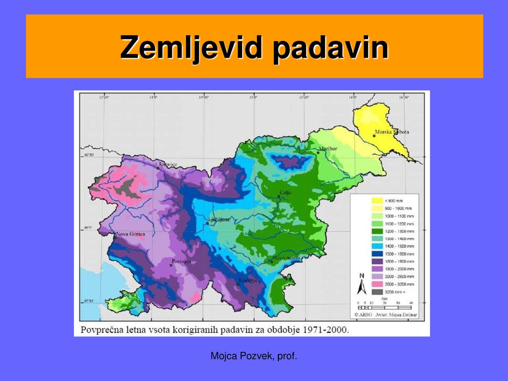 Zemljevid padavin Mojca Pozvek, prof.