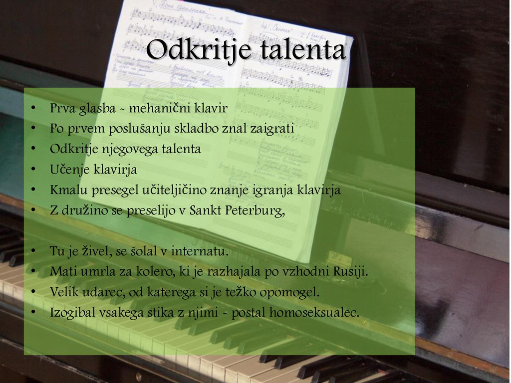 Odkritje talenta Prva glasba - mehanični klavir