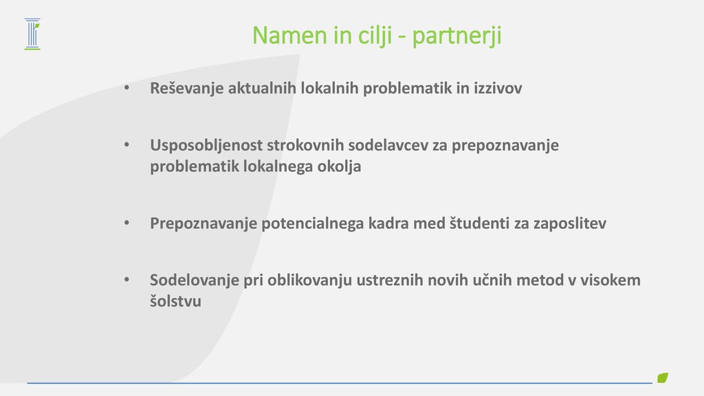 Namen in cilji - partnerji