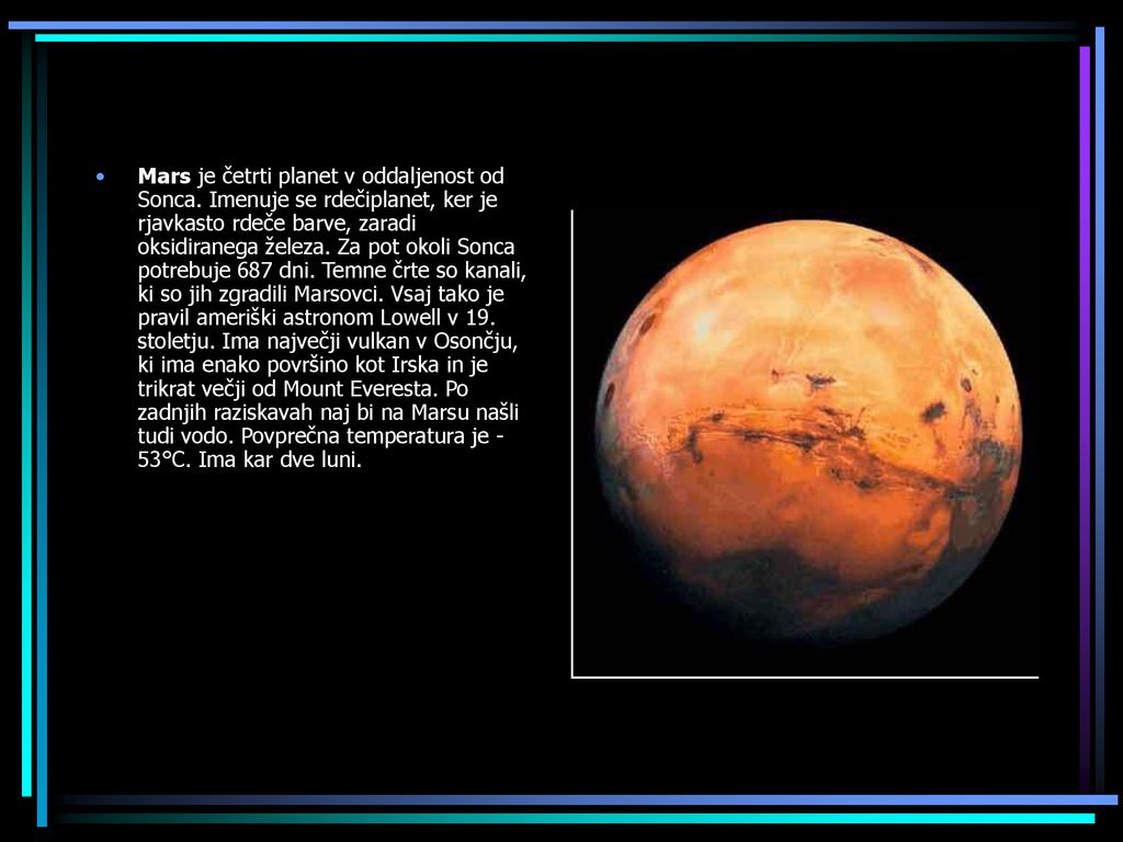 Mars je četrti planet v oddaljenost od Sonca