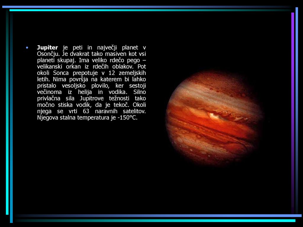 Jupiter je peti in največji planet v Osončju