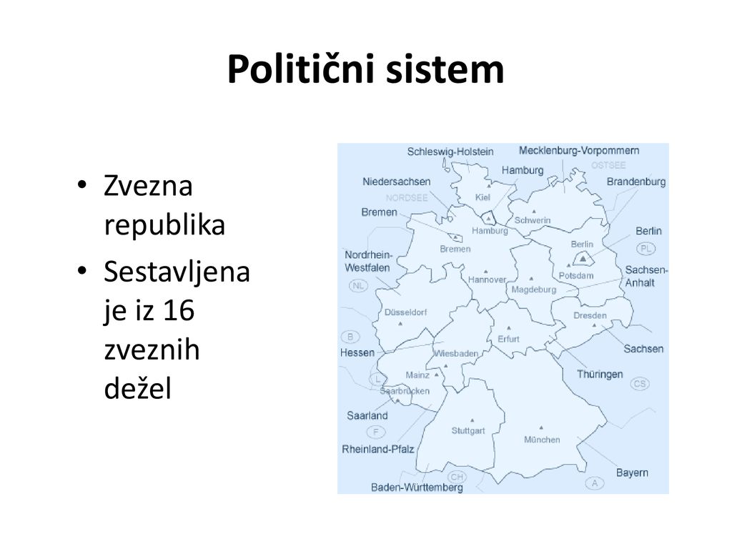 Politični sistem Zvezna republika Sestavljena je iz 16 zveznih dežel