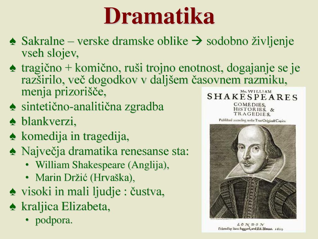 Dramatika Sakralne – verske dramske oblike  sodobno življenje vseh slojev,