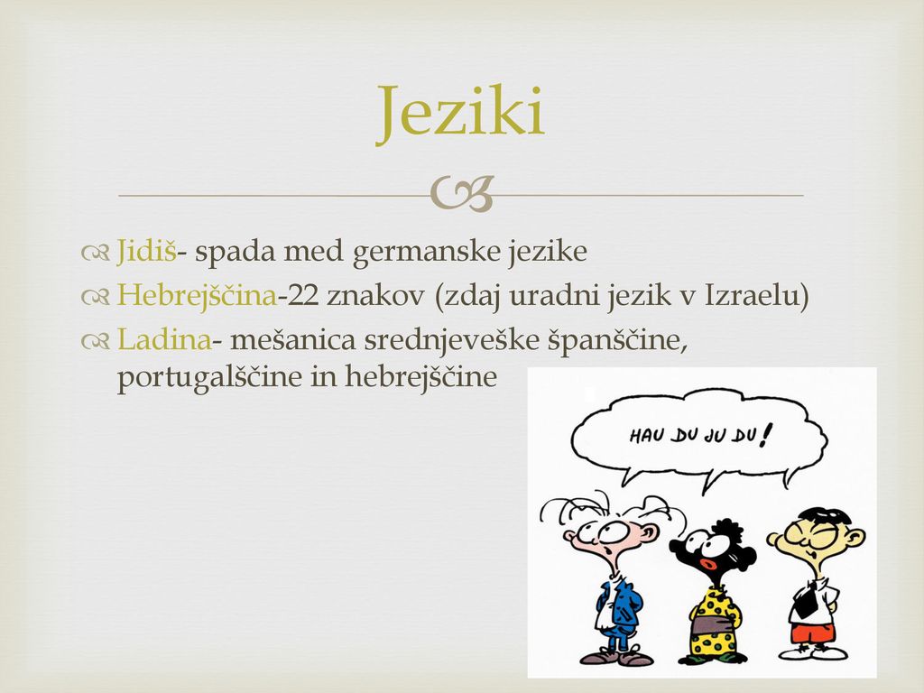 Jeziki Jidiš- spada med germanske jezike