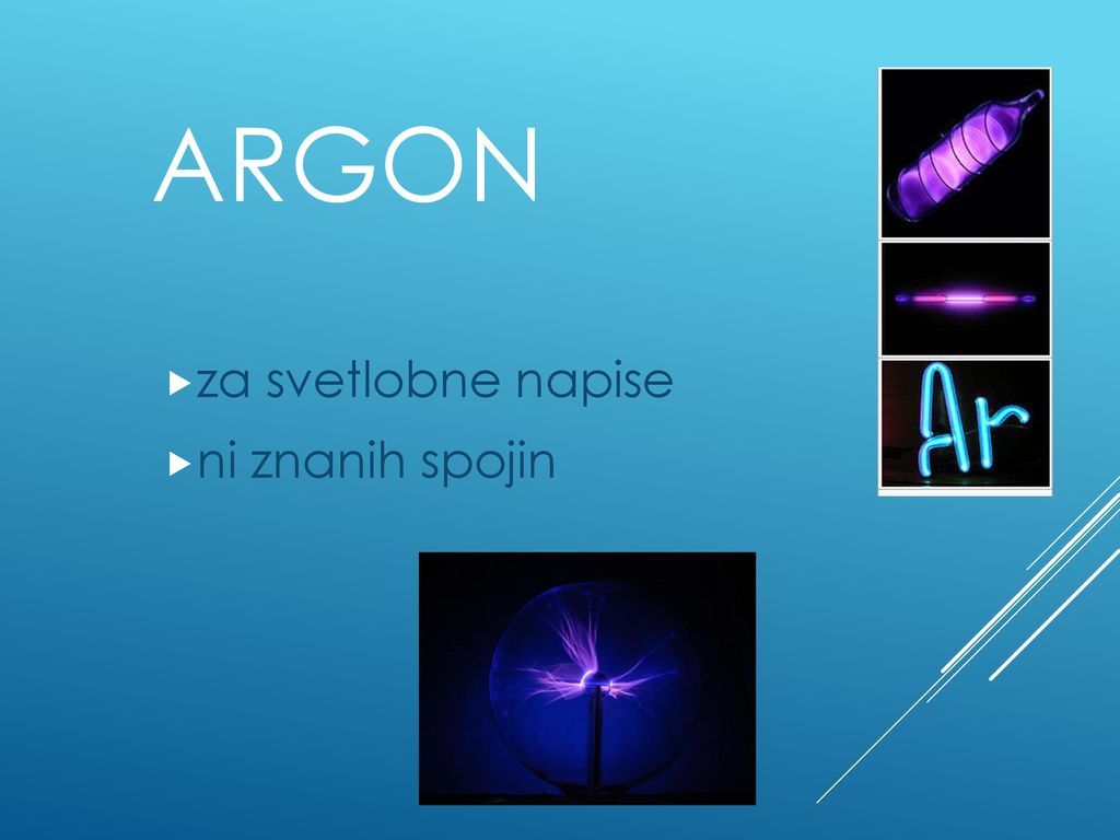 argon za svetlobne napise ni znanih spojin