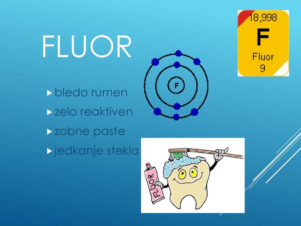 fluor bledo rumen zelo reaktiven zobne paste jedkanje stekla
