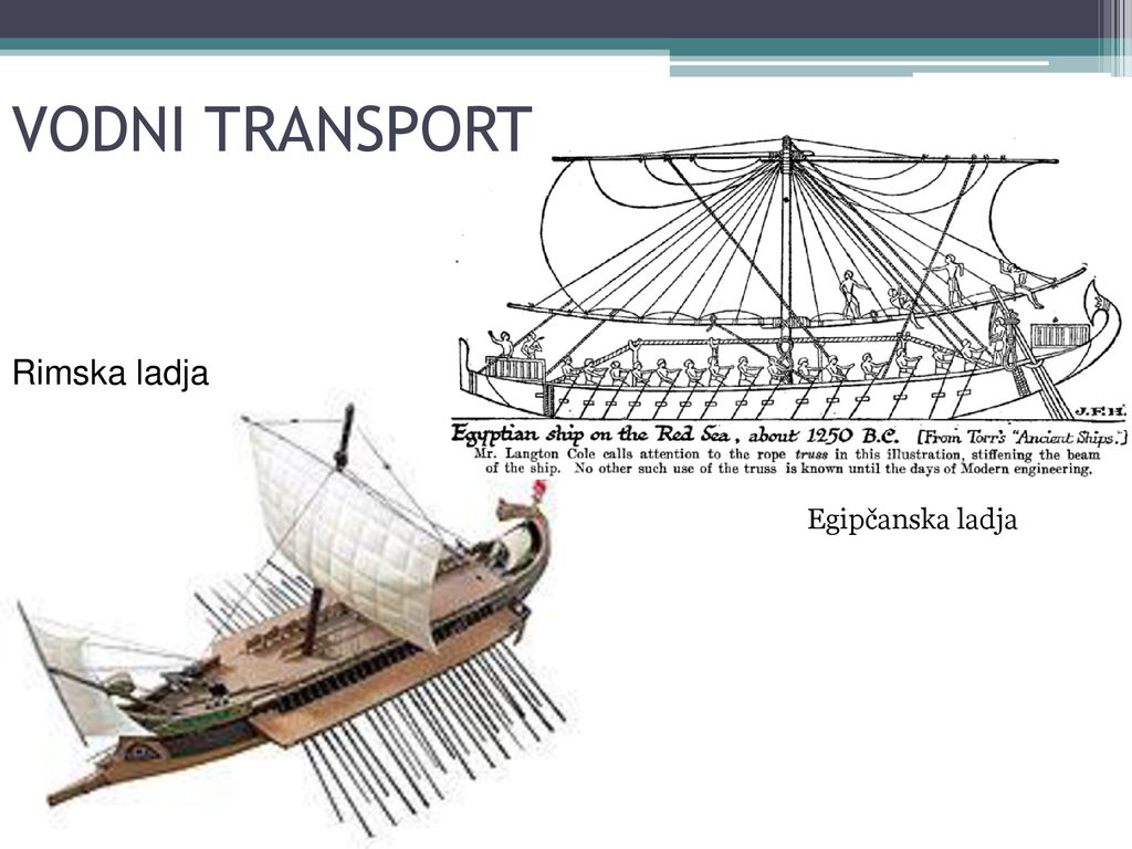 VODNI TRANSPORT Rimska ladja Egipčanska ladja