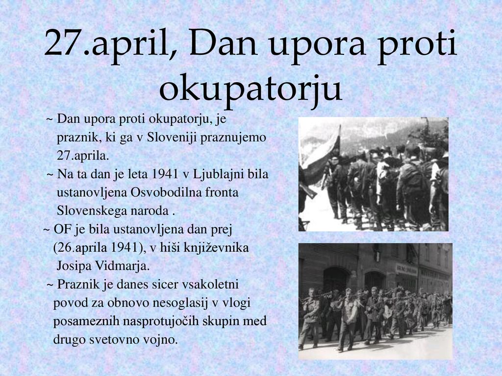 27.april, Dan upora proti okupatorju