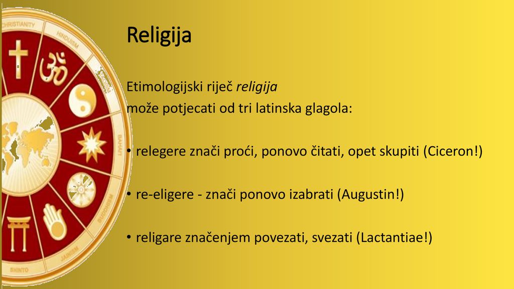 Religija Etimologijski riječ religija