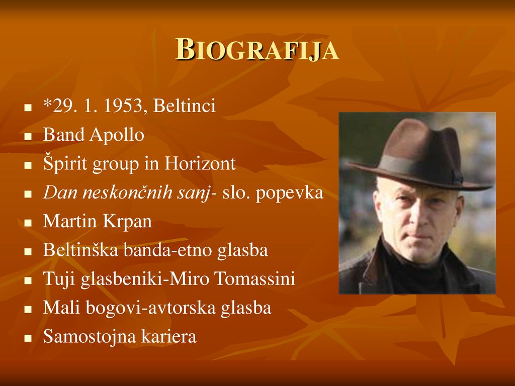 BIOGRAFIJA * , Beltinci Band Apollo Špirit group in Horizont