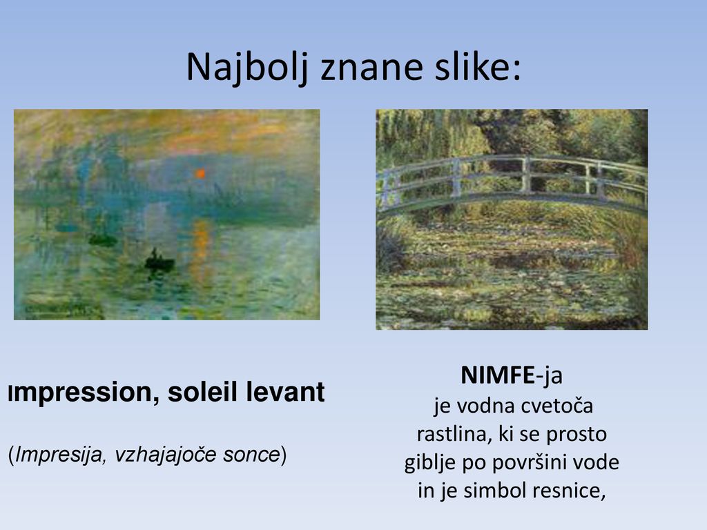 Najbolj znane slike: NIMFE-ja Impression, soleil levant
